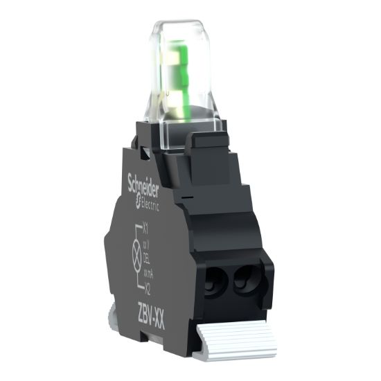 Picture of Light block for head 22mm, Harmony XB4, orange, integral LED, spring clamp terminal, 24V AC DC