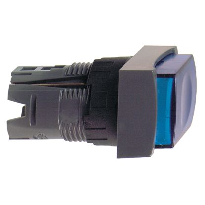Picture of blue rectang projecting illuminated pushbutton head Ø16 spring return 12...24V