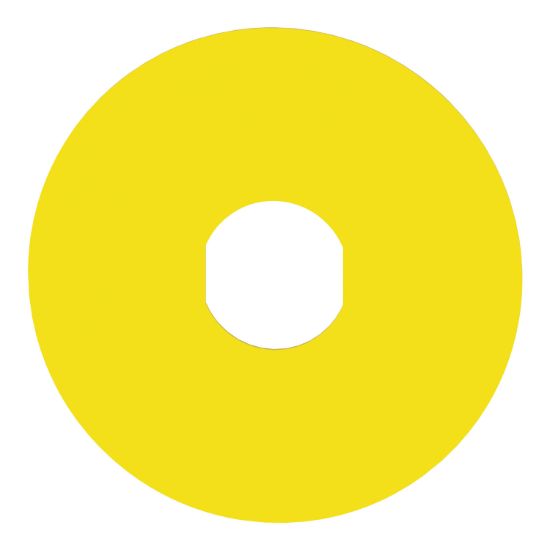 Picture of Marked legend, Harmony XB4, plastic, yellow, 90mm, for emergency stop, marked EMERGENCY STOP with logo ISO13851