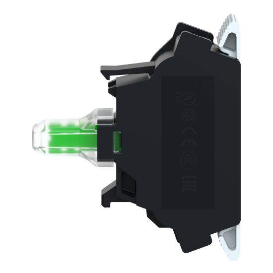 Picture of Light block for head 22mm, Harmony XB4, green, integral LED, spring clamp terminal, 110â€¦120V AC