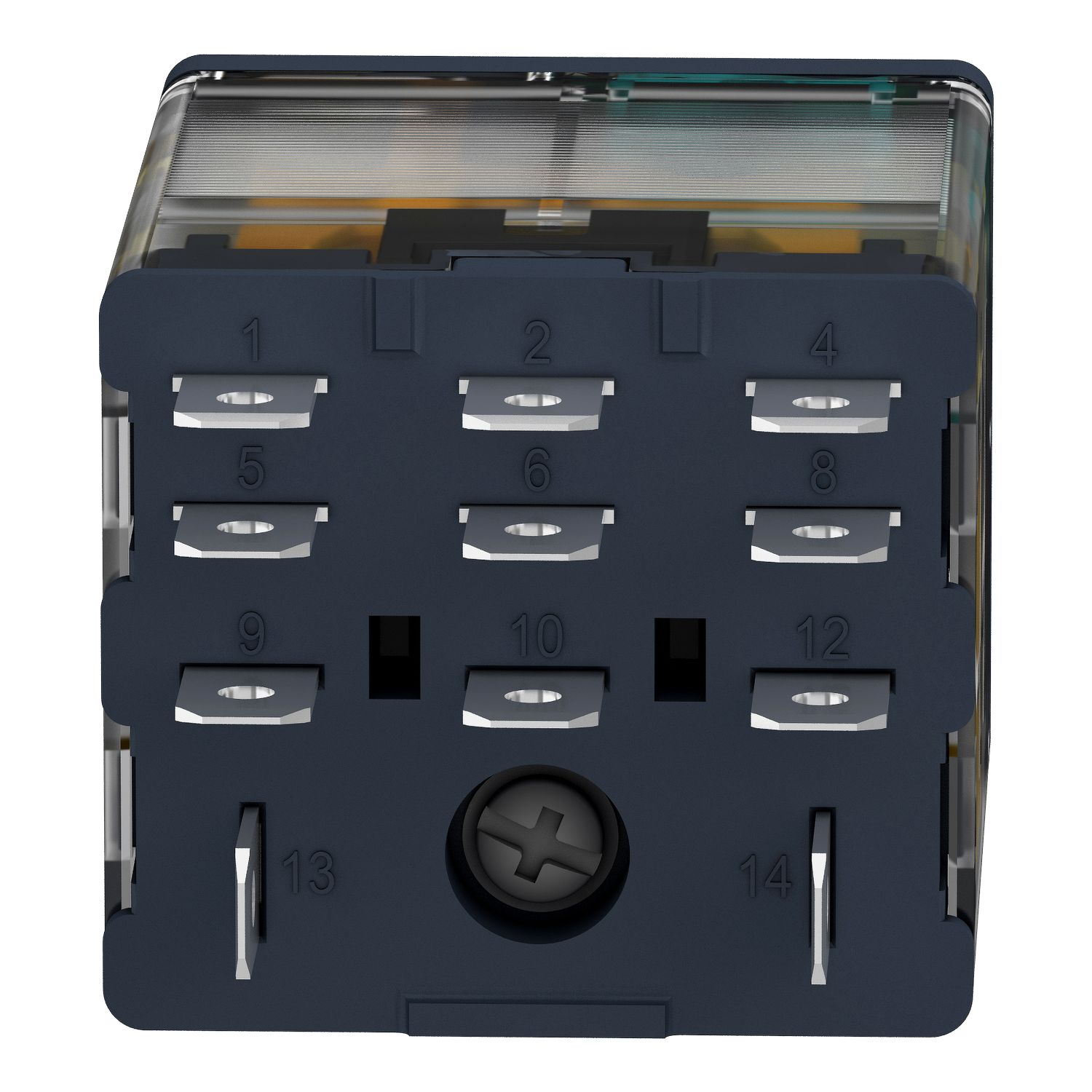 Picture of plug-in relay, Harmony electromechanical relays, 15A, 3CO, with LED, lockable test button, 24V DC