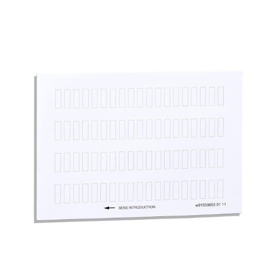 Picture of sheet of 66 unmarked legends for rectangular illuminated pushbuttons