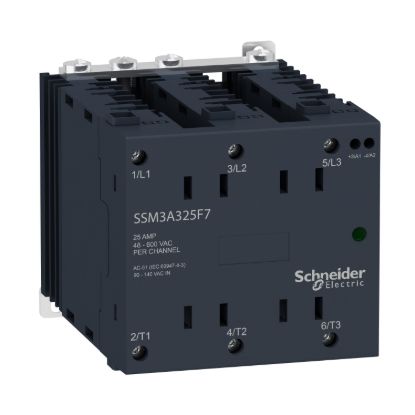 Picture of pre Assembled, Harmony Solid State Relays, 25A, DIN rail mount, random switching, input 4...32V DC, output 48...600V AC