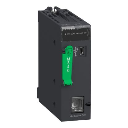 Picture of processor, Modicon M340, max 1024 discrete, 256 analog IO, Modbus