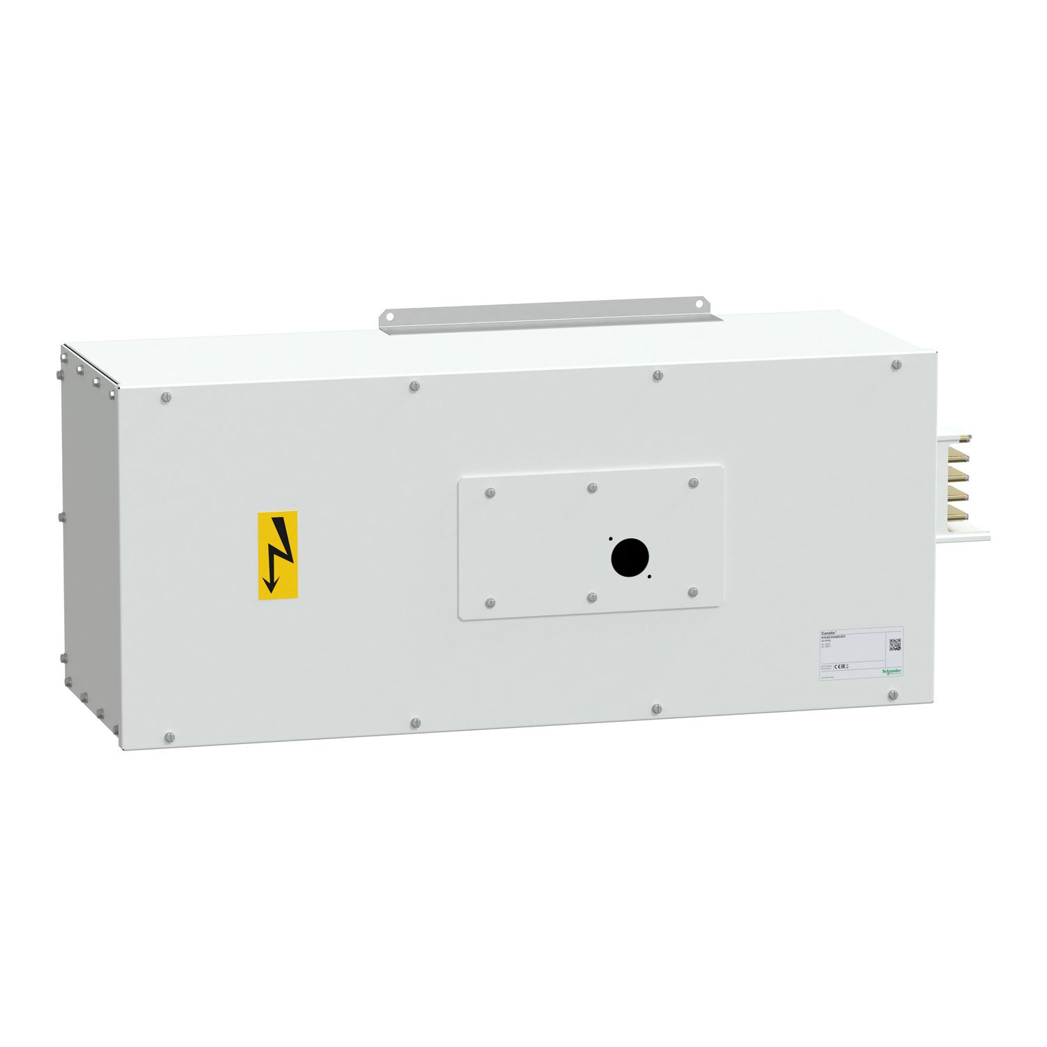 Picture of End feed unit, Canalis KSA1000, aluminium, 800/1000A, left mounting, for line protection, 3L+N+PE, white RAL9001
