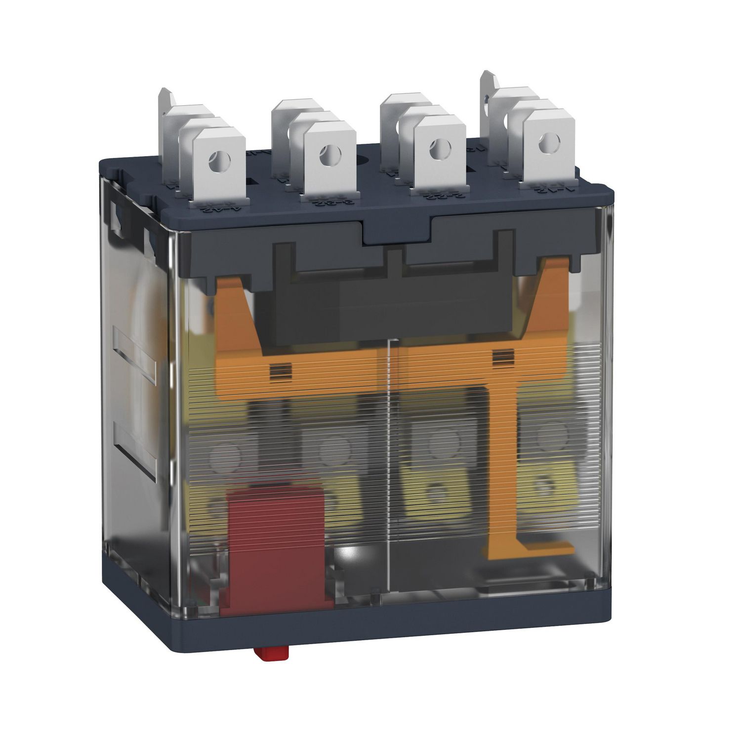 Picture of plug in relay, Harmony Electromechanical Relays, 15A, 4CO, lockable test button, 48V AC