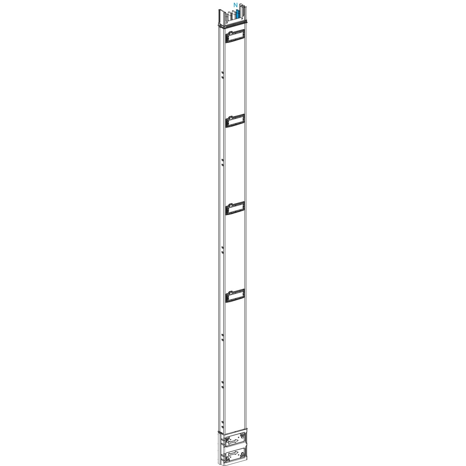 Picture of Vertical distribution length, Canalis KSA400, aluminium, 400A, fixed length 2.5m, 4 outlets, 3L+N+PE, white RAL9001