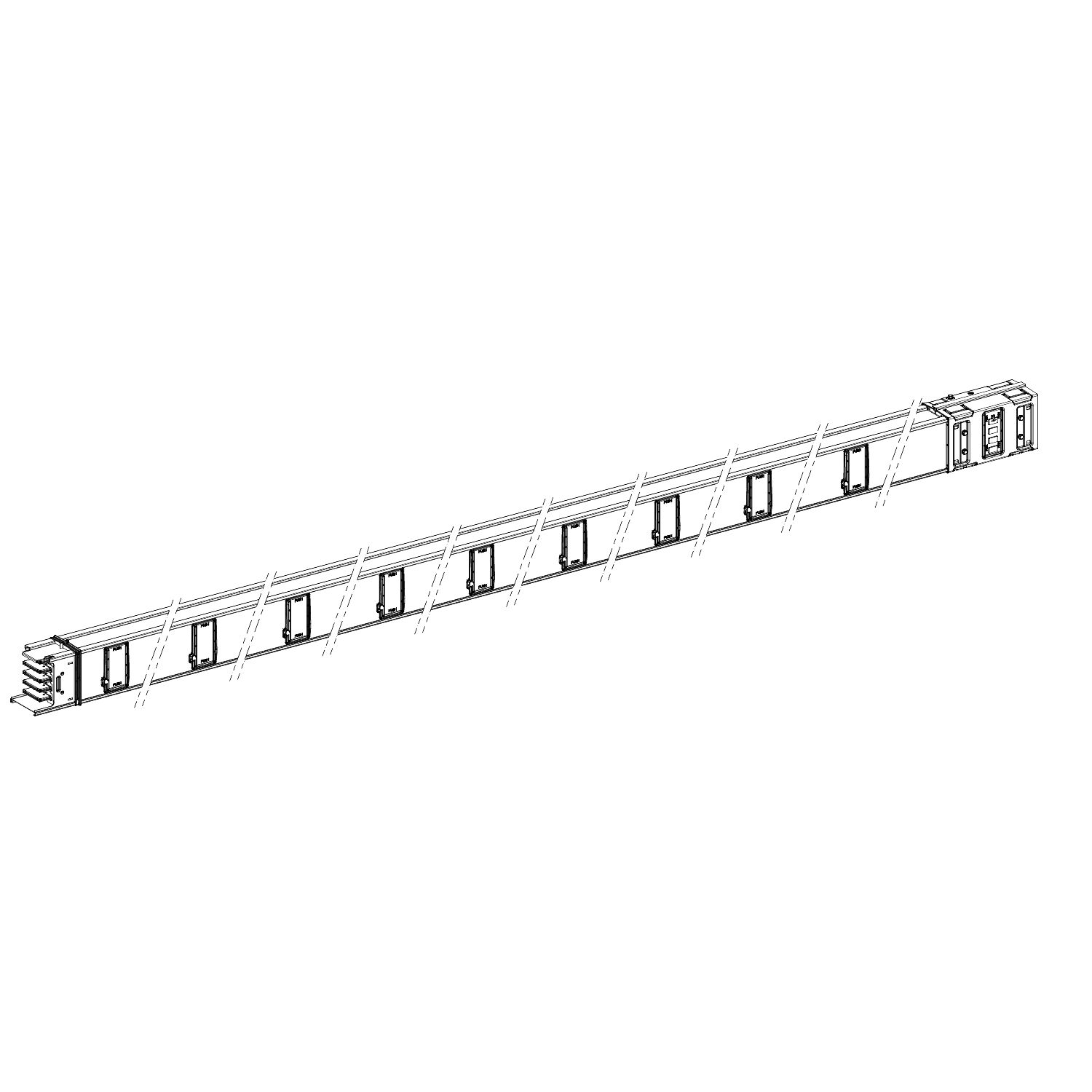 Picture of Horizontal distribution length, Canalis KSA500, aluminium, 500A, fixed length 5m, 18 outlets, 3L+N+PE, white RAL9001