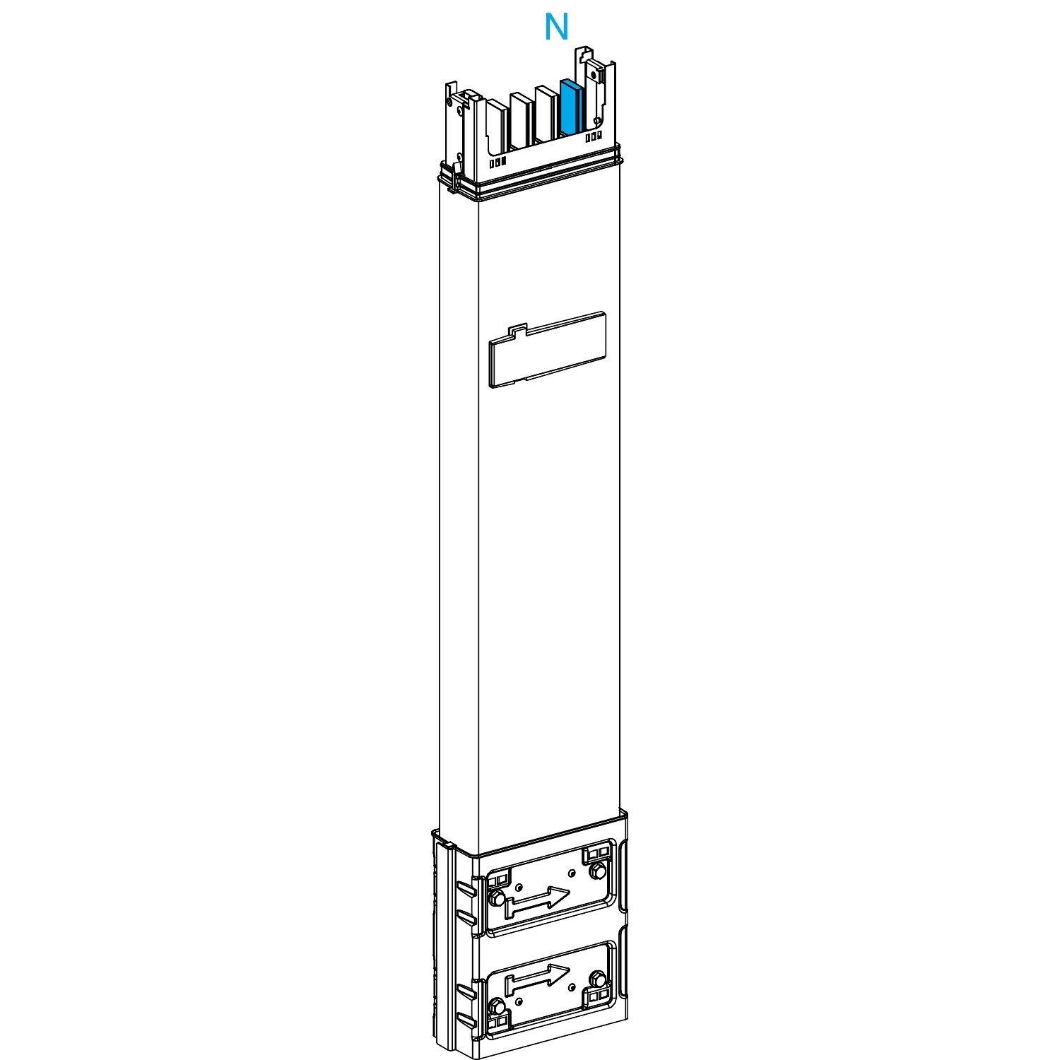 Picture of Vertical distribution length, Canalis KSA250, aluminium, 160/250A, fixed length 0.8m, 1 outlet, 3L+N+PE, white RAL9001
