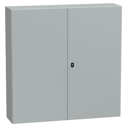Picture of Wall mounted steel enclosure, PanelSeT S3D, double plain door, without mounting plate, 1200x1200x300mm, IP55, IK10