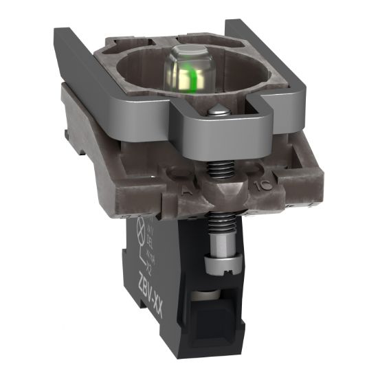 Picture of Complete body light block assembly, Harmony XB4, metal, universal LED, body fixing collar, 24...120V AC DC