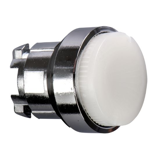 Picture of Head for illuminated push button, Harmony XB4, metal, white projecting, 22mm, spring return, BA9s bulb, unmarked