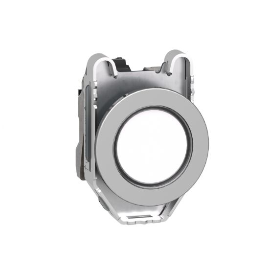 Picture of Pilot light, Harmony XB4,metal, white flush mounted, 30mm, universal LED, plain lens, 24V AC DC