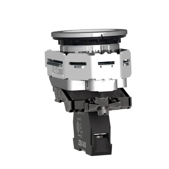 Picture of Pilot light, Harmony XB4,metal, white flush mounted, 30mm, universal LED, plain lens, 24V AC DC