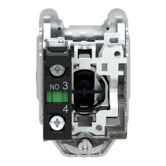 Picture of Push button flush mounted, Harmony XB4, metal, black, 30mm, spring return, unmarked, 1NO