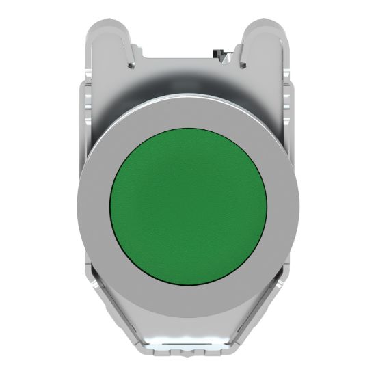 Picture of Push button flush mounted, Harmony XB4, metal, green, 30mm, spring return, unmarked, 1NO