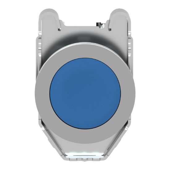 Picture of Push button flush mounted, Harmony XB4, metal, blue, 30mm, spring return, unmarked, 1NC