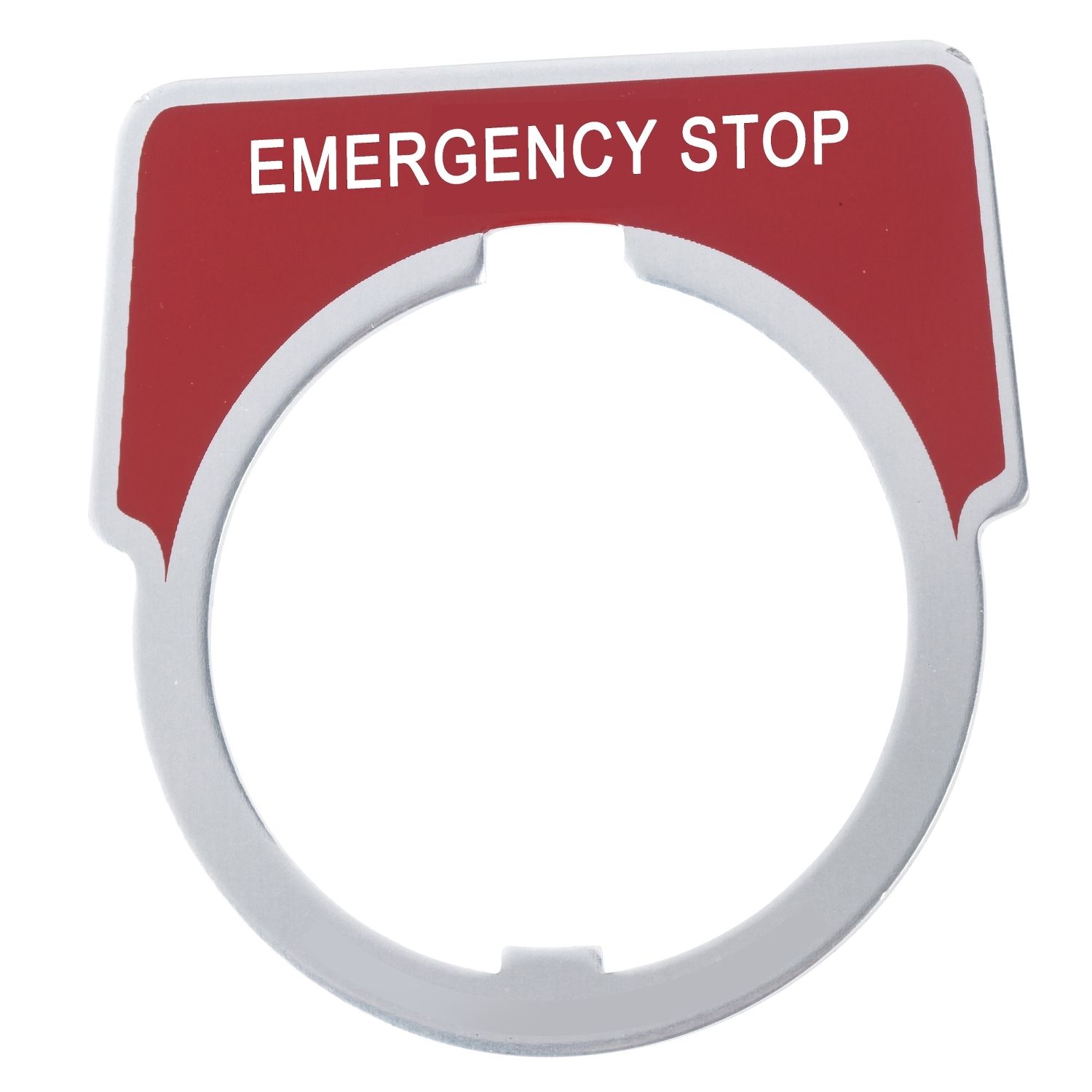 Picture of Legend, Harmony 9001K, Harmony 9001SK, 30mm, aluminium, red with silver letters, 40x43mm, marking EMERGENCY STOP