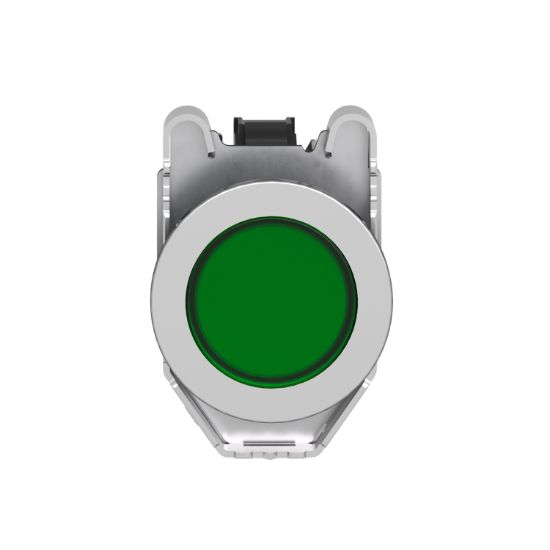 Picture of Pilot light, Harmony XB4,metal, green flush mounted, 30mm, universal LED, plain lens, 230...240V AC