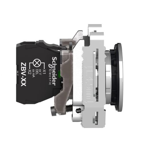 Picture of Pilot light, Harmony XB4,metal, green flush mounted, 30mm, universal LED, plain lens, 230...240V AC