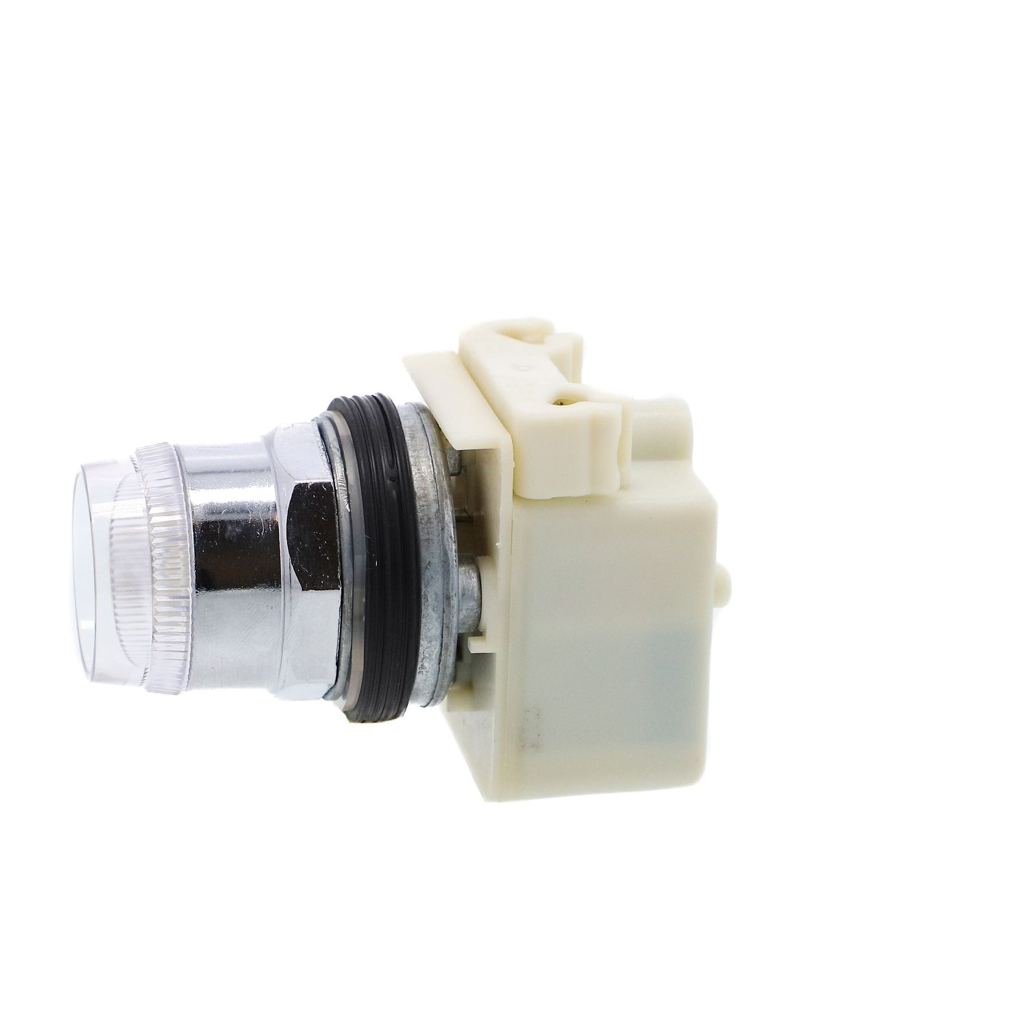 Picture of Illuminated push button, Harmony 9001K, metal, plastic guard flush, without cap, 30mm, spring return, 110...120V