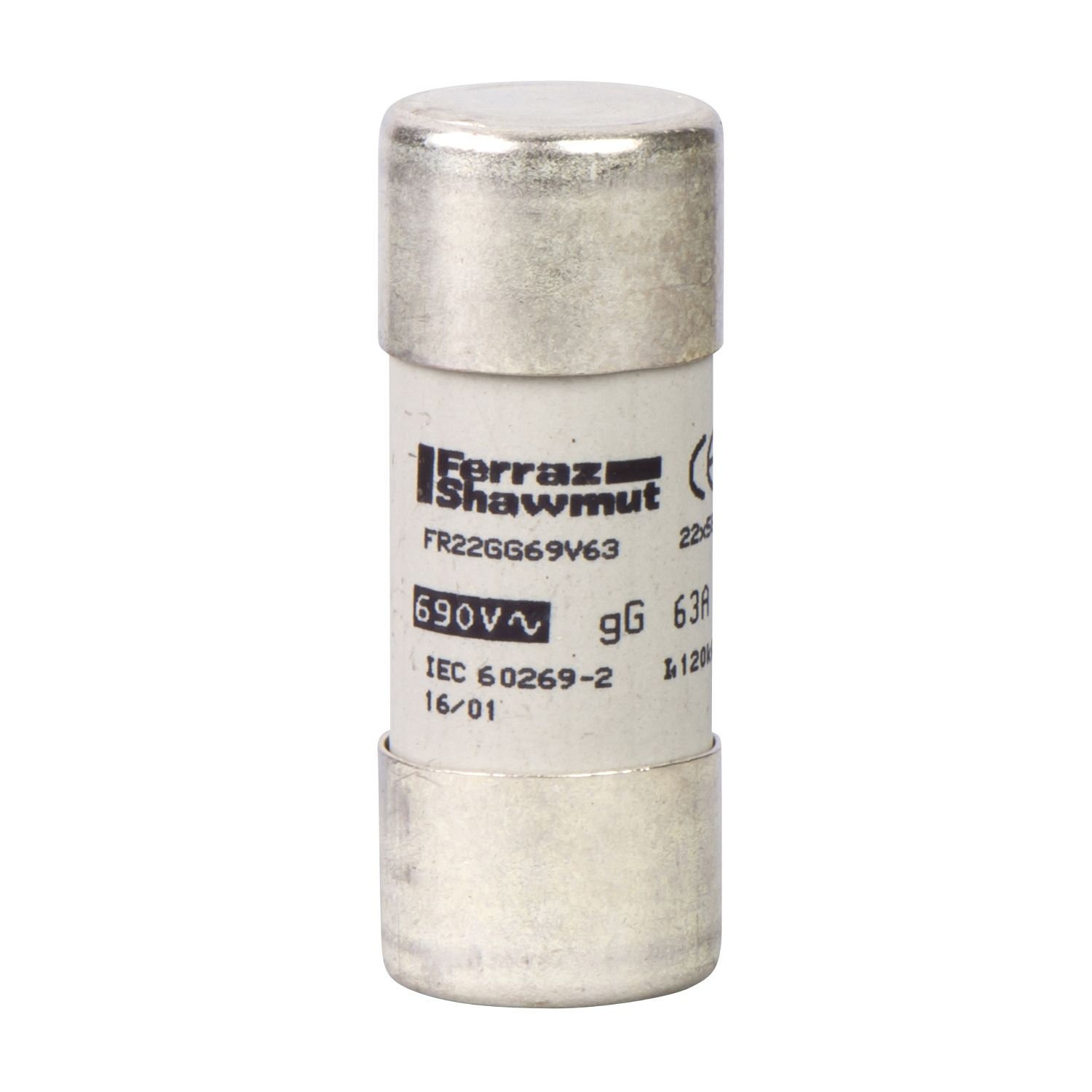 Picture of NFC cartridge fuses, TeSys GS, cylindrical, 22mm x 58mm, fuse type gG, 690VAC, 10A, without striker, set of 10 parts