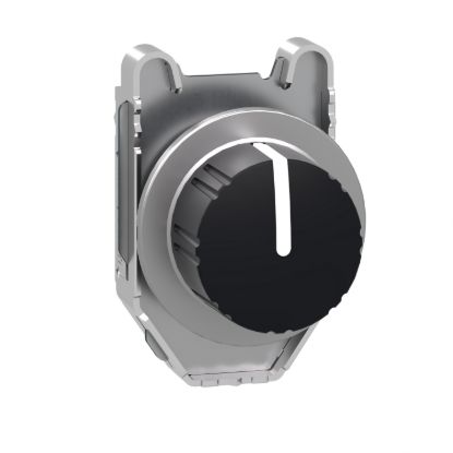 Picture of Head for selector switch, Harmony XB4, chromium, black knurled knob, flush, 30mm, 3 positions, stay put