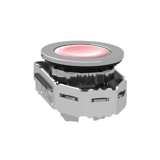 Picture of Head for pilot light, Harmony XB4, flush mounted, red, 30mm, with plain lens, universal LED
