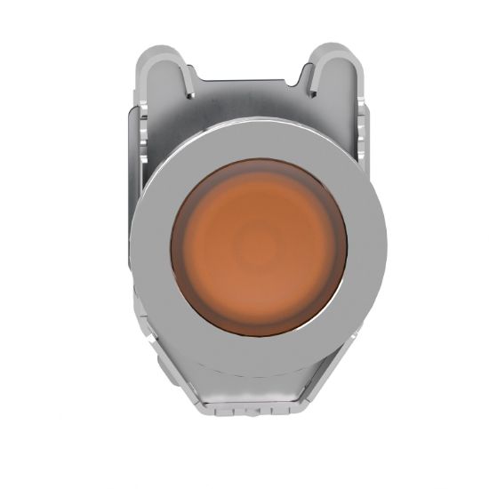 Picture of Head for pilot light, Harmony XB4, metal, orange flush mounted, 30mm, universal LED, plain lens