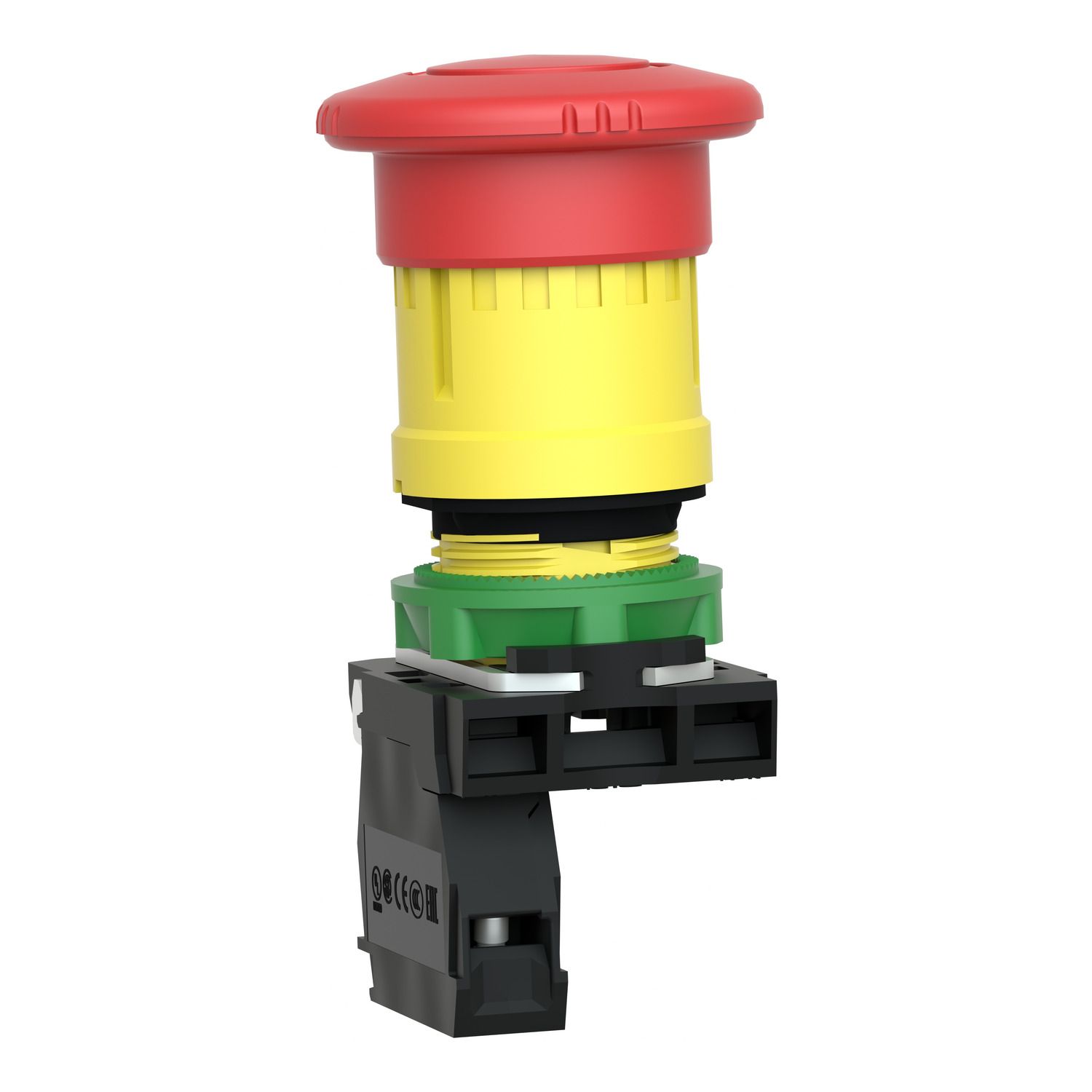 Picture of Emergency stop switching off, Harmony XB5, plastic, red mushroom 40mm, 22mm, trigger latching turn to release, 1NC