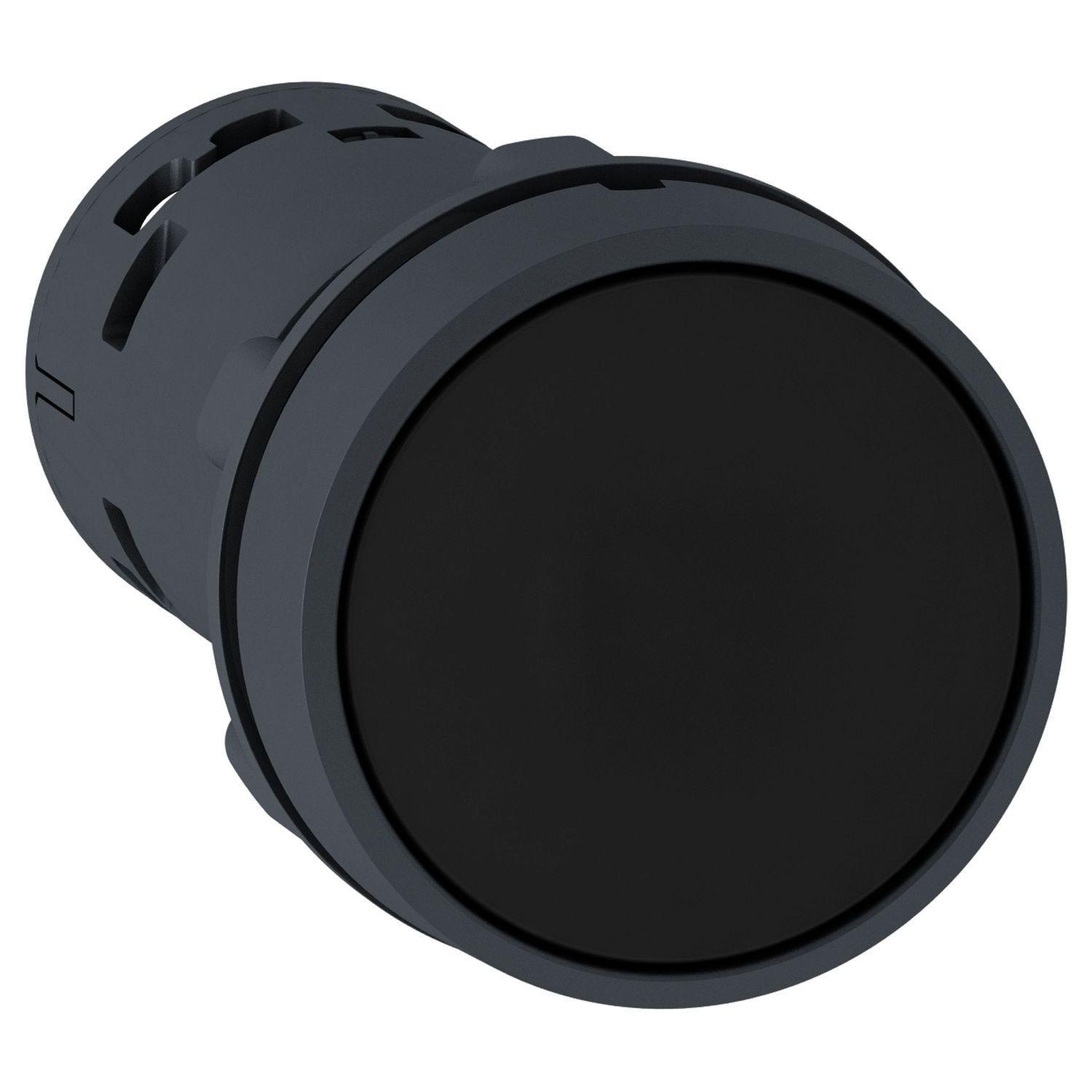Picture of Monolithic push button, Harmony XB7, plastic, black, 22mm, spring return, unmarked, 1NO