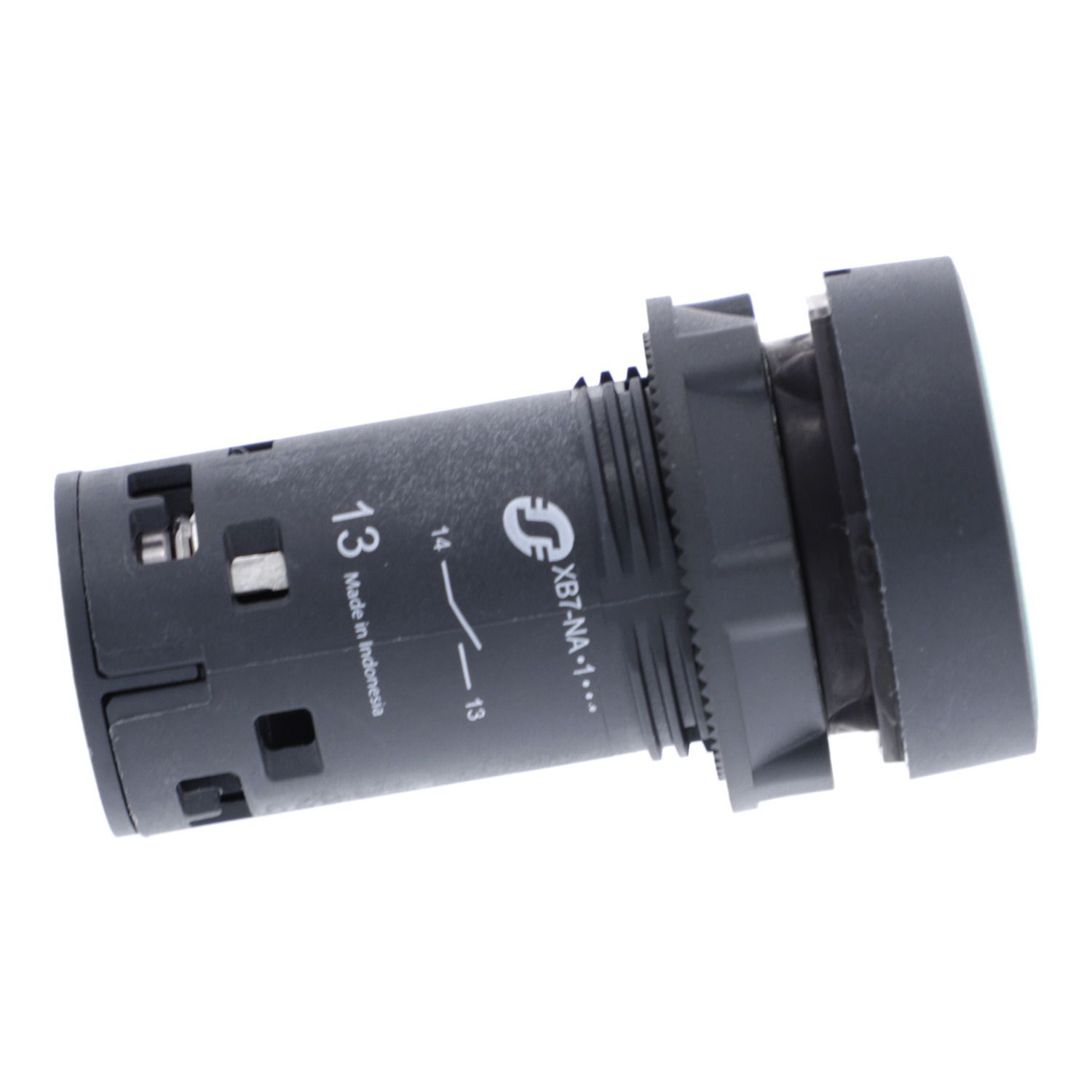 Picture of Monolithic push button, Harmony XB7, plastic, green, 22mm, spring return, unmarked, 1NO