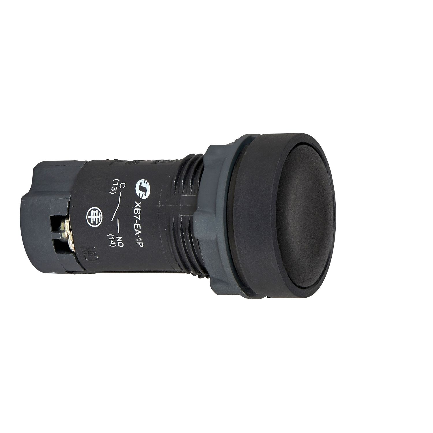 Picture of black flush pushbutton Ø22 - push push-to-release - 1 NO - screw clamp terminals