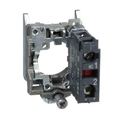 Picture of Single contact block with body fixing collar, Harmony XB4, metal, screw clamp terminal, 1NC