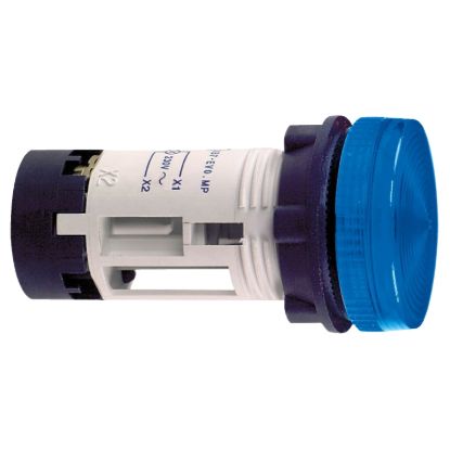 Picture of round pilot light Ø 22 - blue - BA 9s neon - 230 V - faston connectors