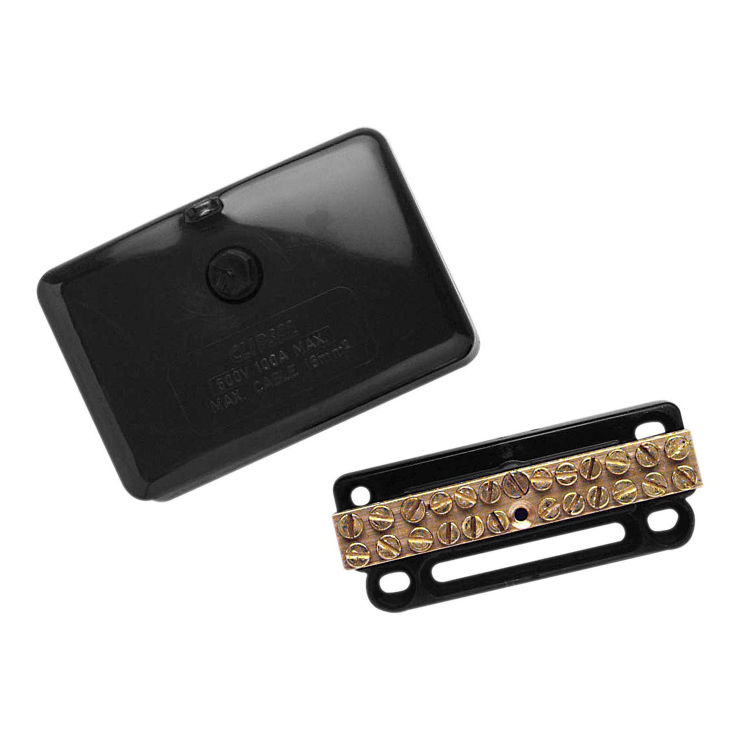 Picture of Mini Neutral link, Clipsal - Max 4, 100 A 500 V 12 hole with cover Black