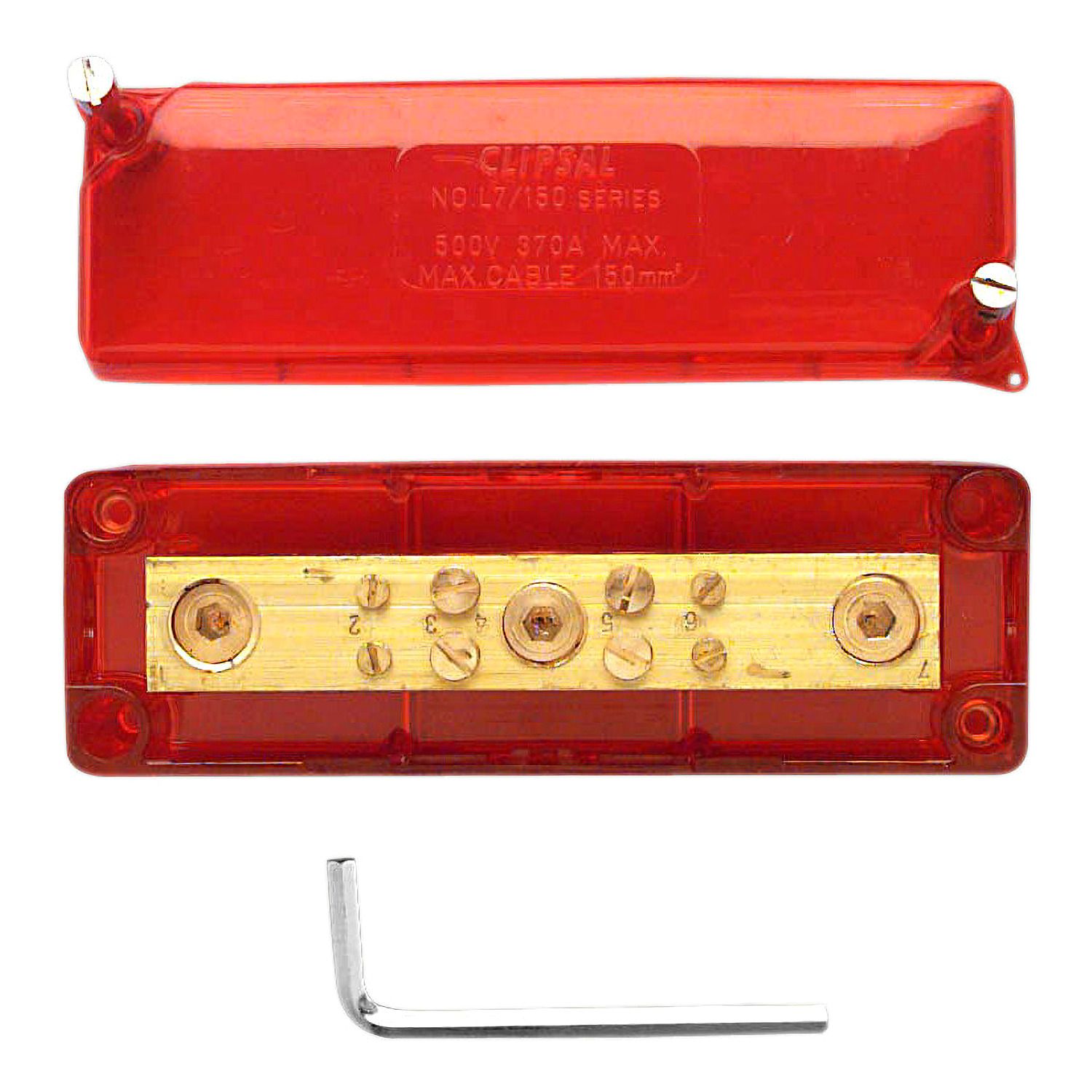 Picture of Maxi Active link, Clipsal - Max 4, 370 A 500 V 7 hole with cover front wiring Red