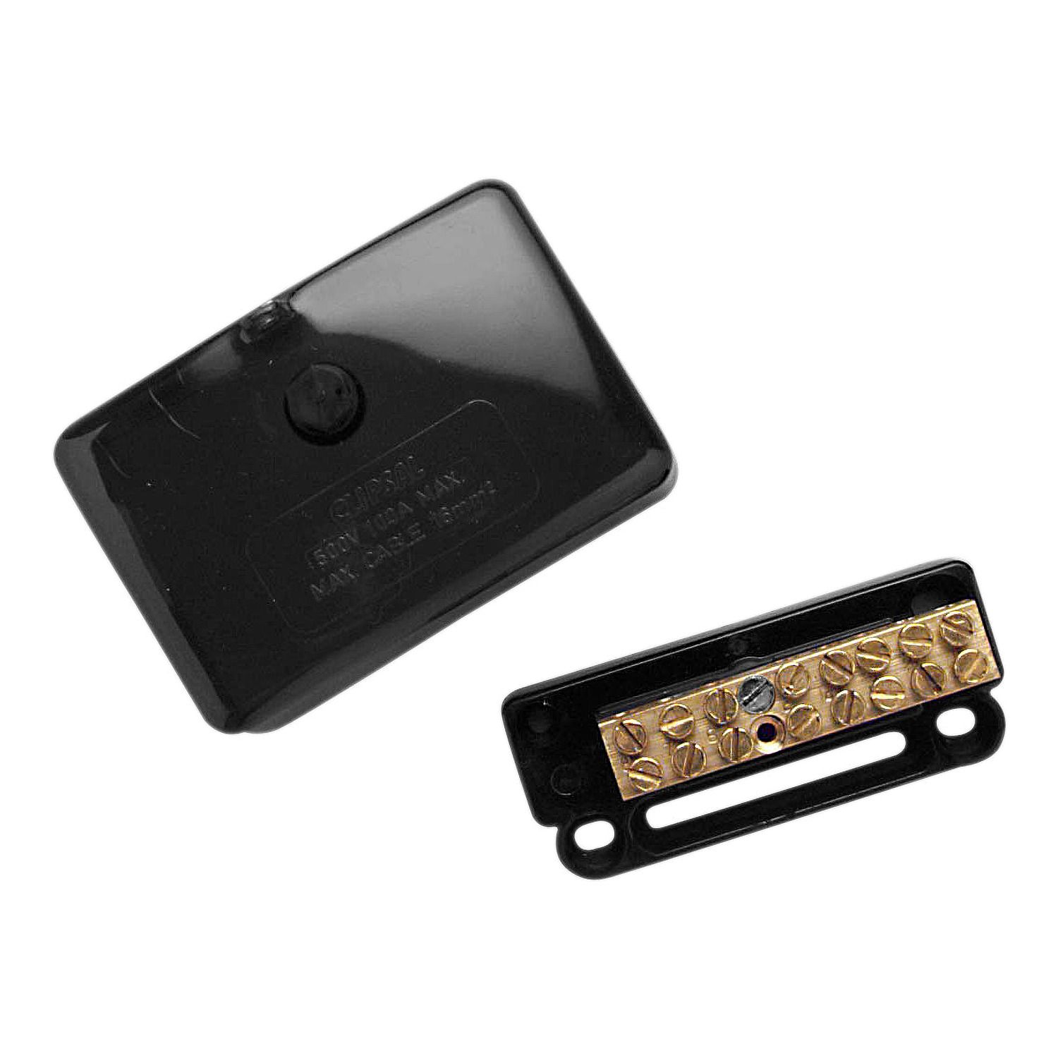 Picture of Mini Neutral link, Clipsal - Max 4, 100 A 500 V 8 hole with cover front wiring Black