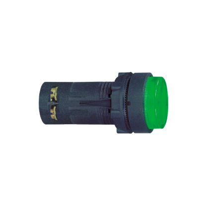 Picture of green illuminated pushbutton Ø 22 - spring return - 250 V - 1 NO