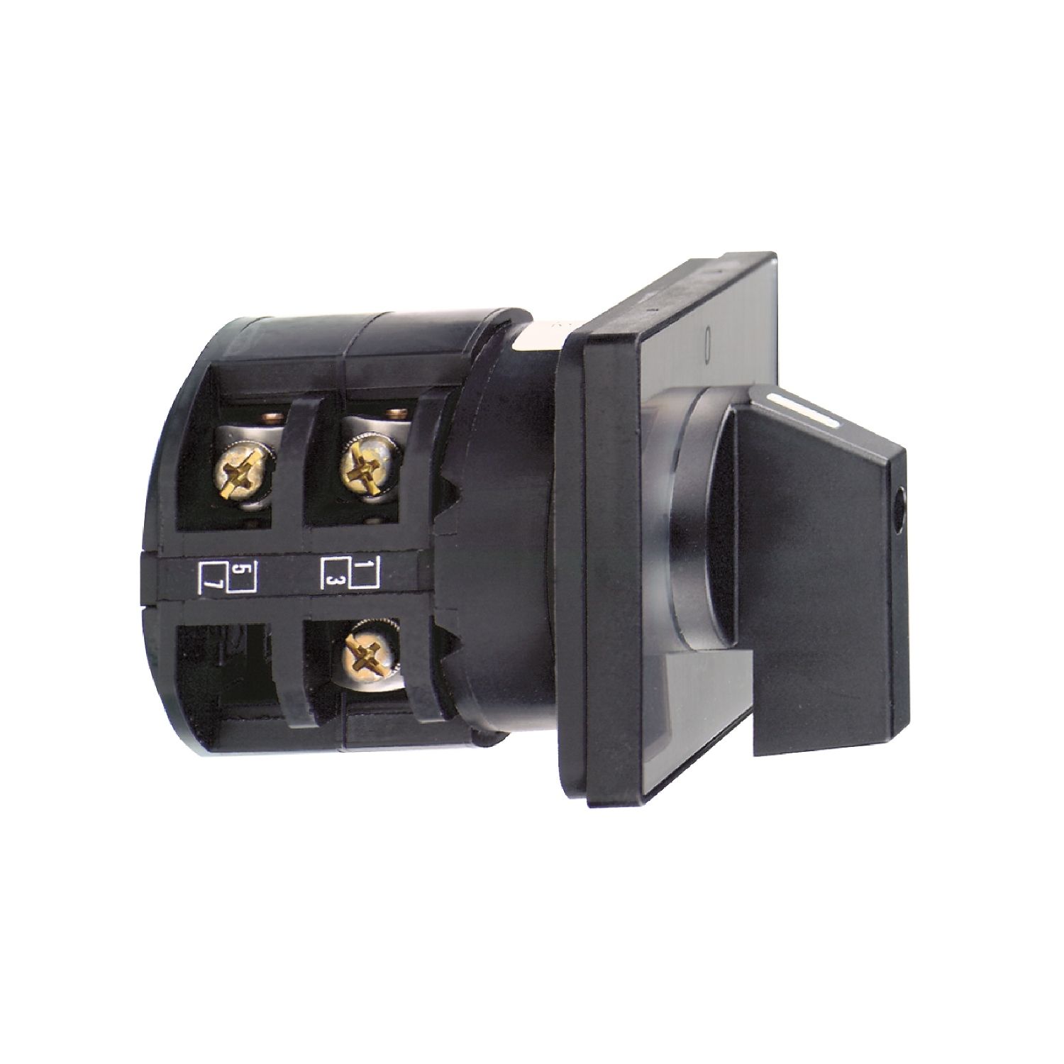 Picture of Cam changeover switch, Harmony K, front mounting, plastic, 3 poles, 30 degree, 50A, 64x64mm, marked 1/2