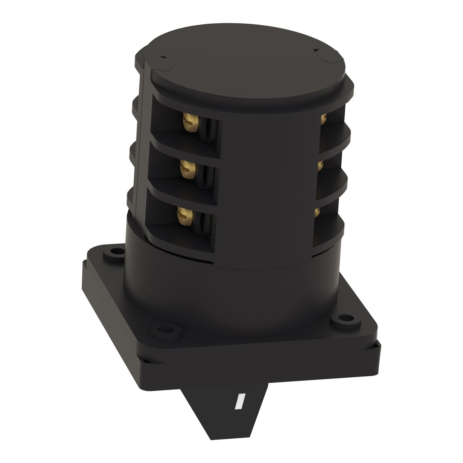 Picture of Cam changeover switch, Harmony K, front mounting, plastic, 3 poles,position 0 30 degree, 63A, 64x64mm front plate marqued 1/0/2