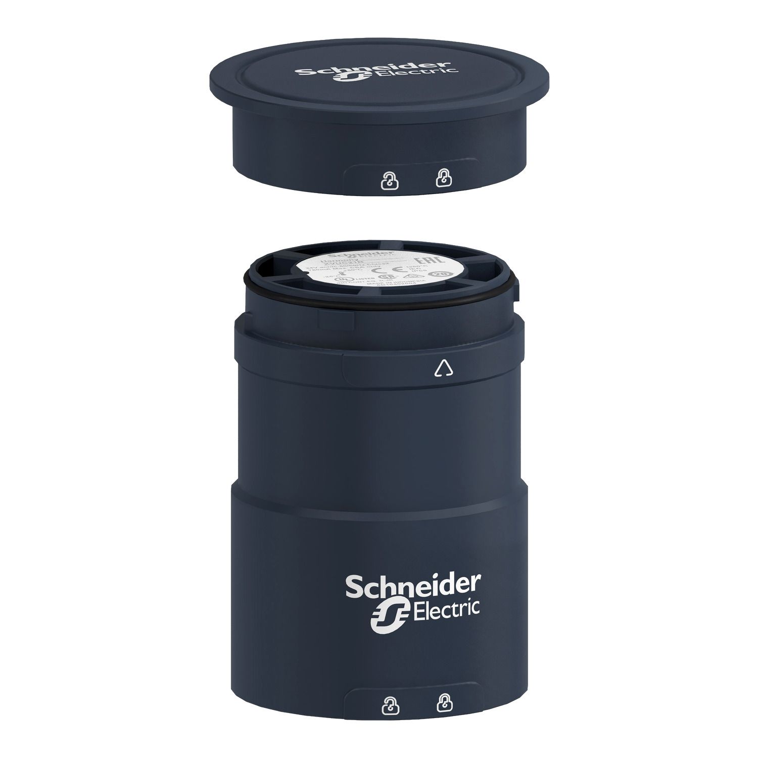 Picture of Base unit with top cover for modular tower lights, Harmony XVU, black, 60mm, 24V AC DC