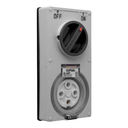 Picture of SWITCHED SOCKET VERTICAL IP66 4 PIN 32A LESS ENCLOSURE