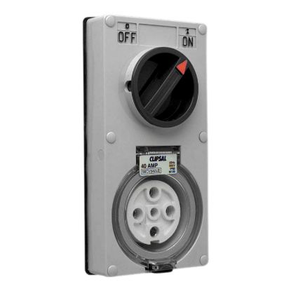 Picture of SWITCHED SOCKET VERTICAL IP66 5 pin 40 A LESS ENCLOSURE