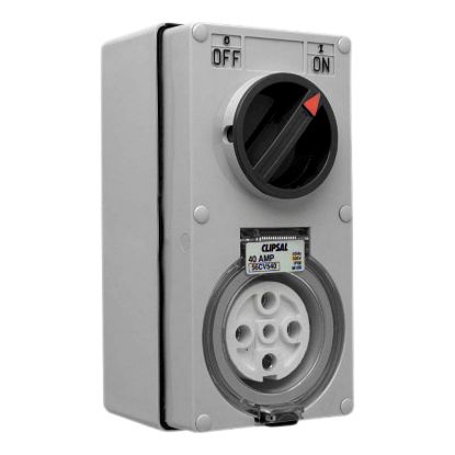Picture of Switched Socket Outlet, Clipsal - 56 Series, 500V, 40A, 5 PIN, Vertical