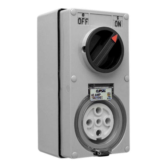 Picture of Switched Socket Outlet, Clipsal - 56 Series, 500V, 40A, 5 PIN, Vertical