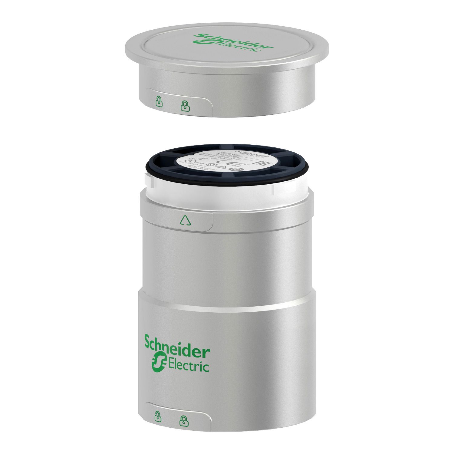 Picture of Base unit with top cover for modular tower lights, Harmony XVU, silver, 60mm, 24V AC DC