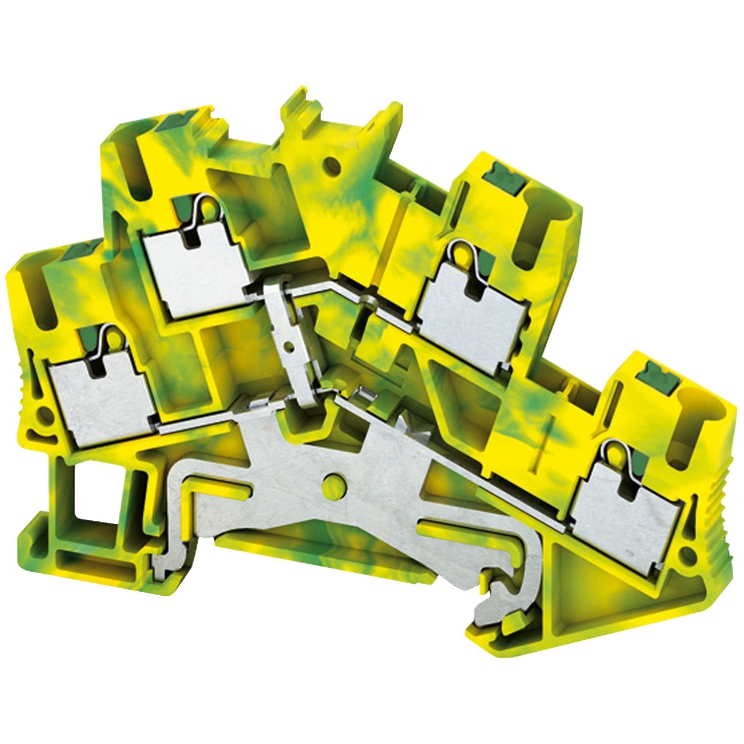Picture of Terminal block, Linergy TR, push-in type, protective earth, 4 points, 2.5mmÂ², double level, green-yellow, set of 50