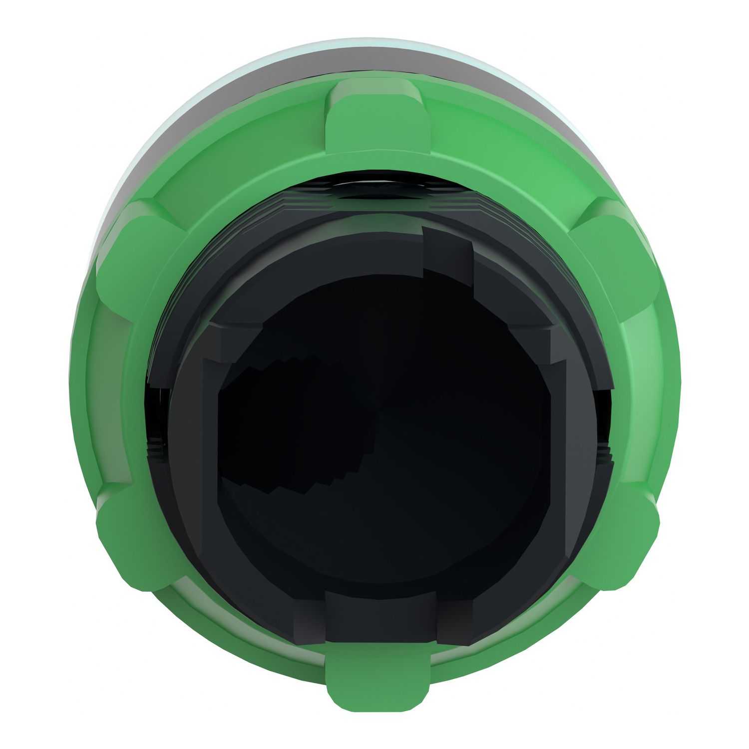 Picture of Head for illuminated push button, Harmony XB5, plastic, flush, green, 22mm, spring return, plain lens for BA9s bulb