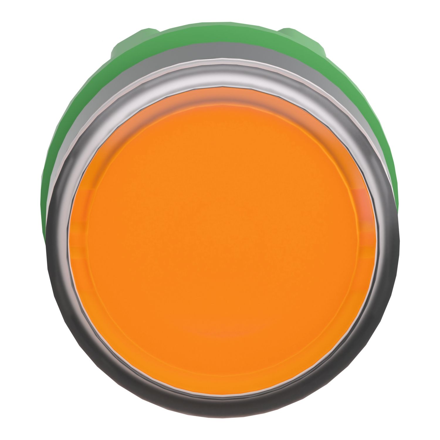 Picture of Head for illuminated push button, Harmony XB5, plastic, orange flush, 22mm, universal LED, spring return, plain lens